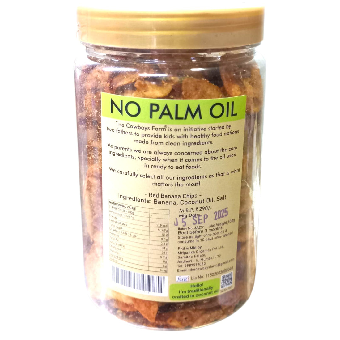 Banana Chips | Red Banana Chips - Gluten Free, No Onion, No Garlic & No Added Preservatives - The Cow Boys Farm – 160gm