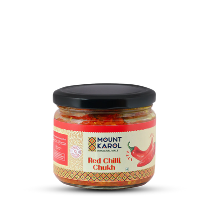Chilli Chukh | Red (Made With Cold Pressed Mustard Oil) - Pure Himalayan Flavor - No emulsifiers, Stabilisers, Nothing Artificial, No Flavour Enhancers, Colours &amp; No Artificial Preservatives - Mount Karol - 300gm
