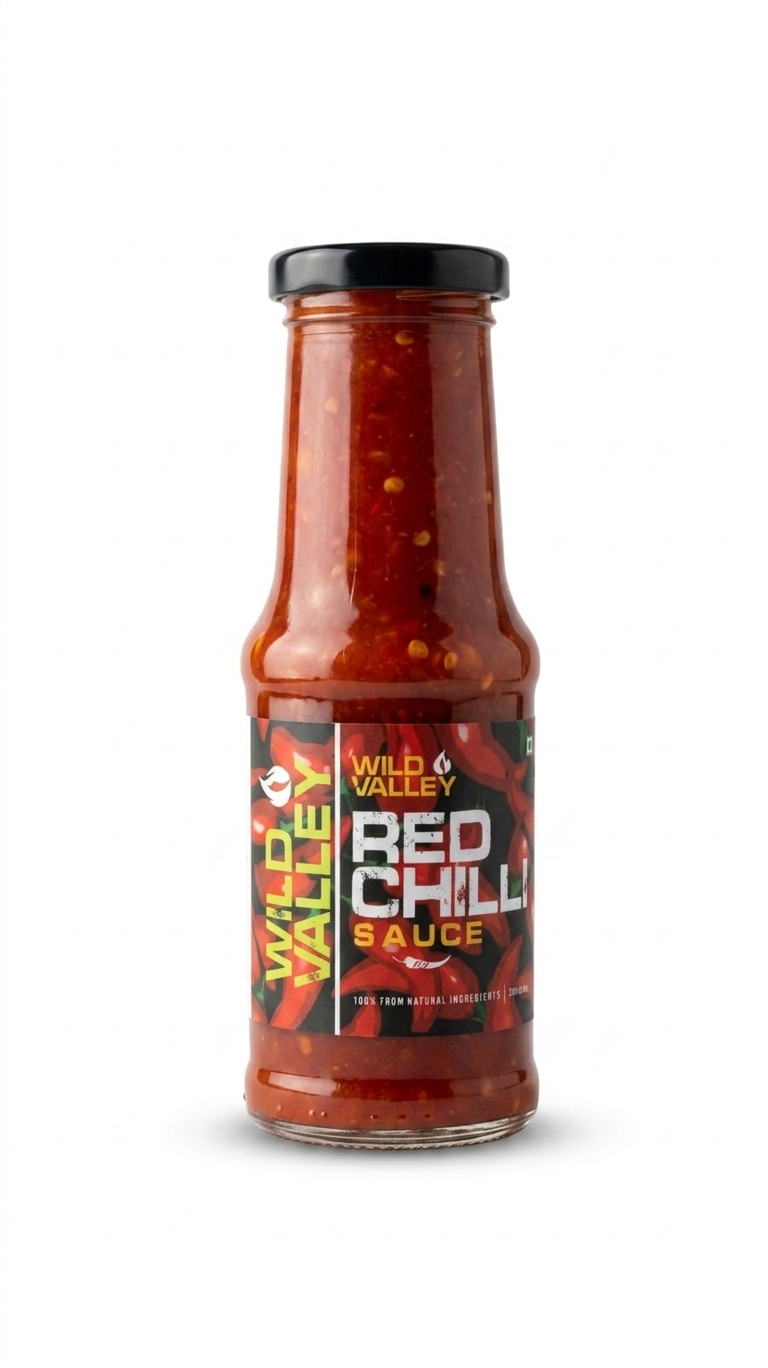 Chilli Sauce | Red Chilli Sauce All Natural - No Added Chemical Or No Added Preservatives - Wild Valley - 200gm