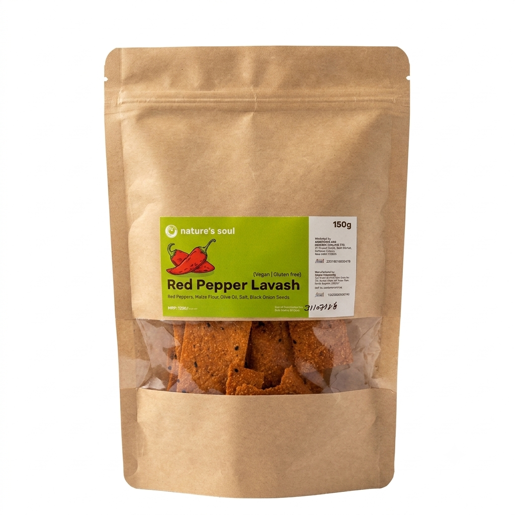 Lavash | Red Pepper Lavash  - Natural - Vegan, Gluten Free -No preservatives- Nature&