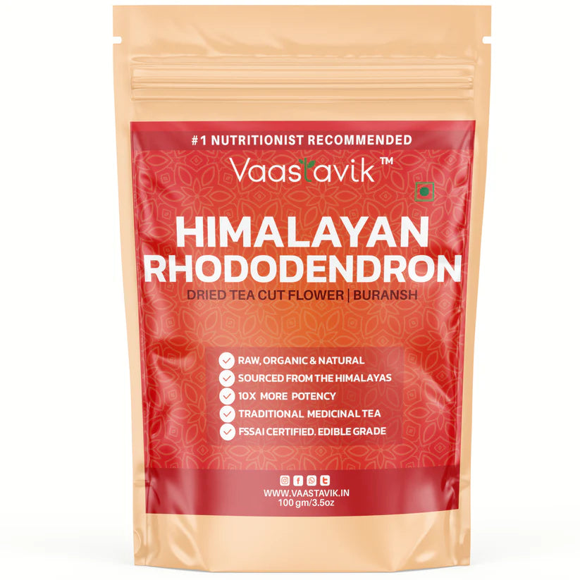 Tea | Himalayan Rhododendron - Dried Cut Herb – Himalayan Sourced – Traditional Medicinal Tea – Organic – High In Antioxidants &amp;amp; No Added Sugar – Vaastavik – 100gm