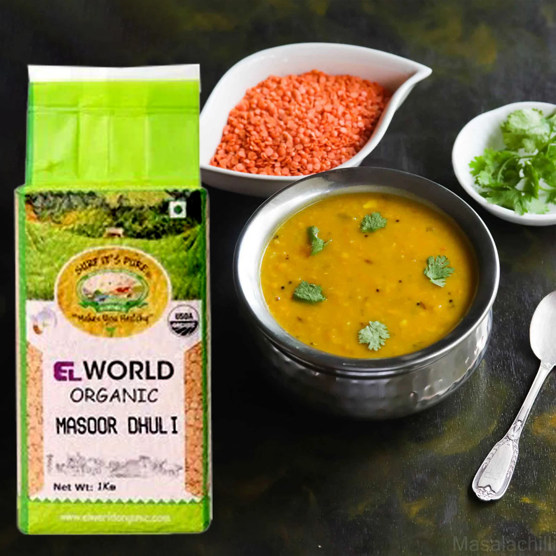 Masoor Dhuli – Red Masoor Dal - USDA Organic - No Chemicals - Elworld Organic – 500gm