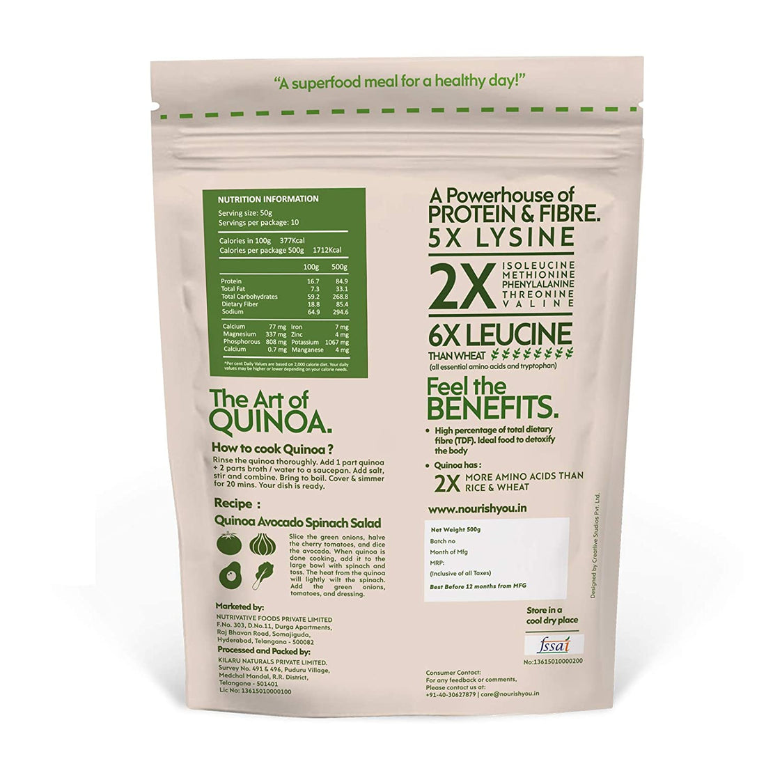 Regular White Quinoa Seeds - Nourish You - 500gm