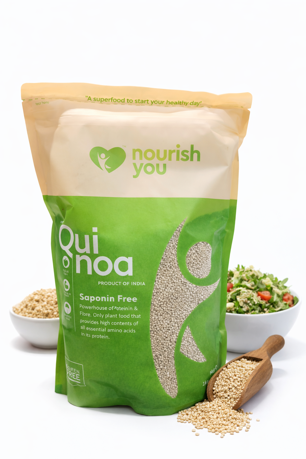Quinoa Seed | Regular White Quinoa Seeds - Saponin Free-Gluten Free-Healthy Diet, Source Of Protein- Nourish You - 1000gm