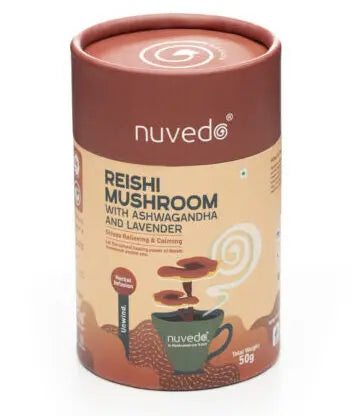 Mushroom | Reishi Mushroom Dual Extract (With Ashwagandha And Lavender) - Stress Relieving &amp;amp; Calming - Herbal Infusion - Vegan &amp;amp; Non GMO - nuvedo - 50gm