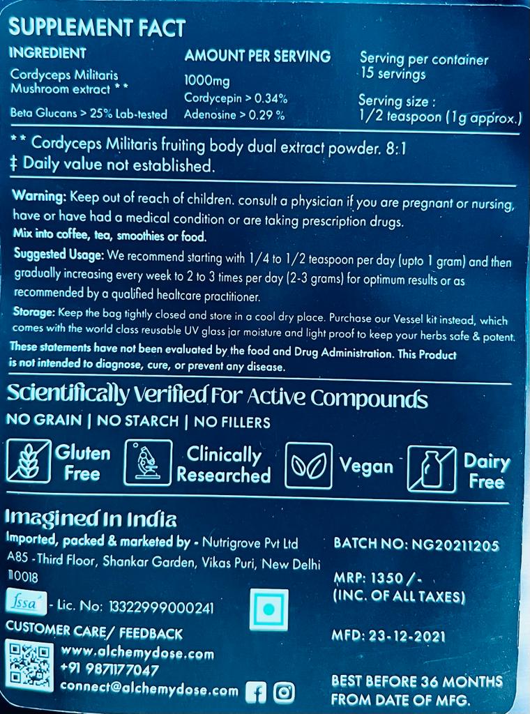 Reishi Powder | Stress Relief, Calm & Restful Sleep – Vegan, Gluten Free, Dairy Free, Cholesterol Free, Soy Free & Peanut Free  – Alchemy Dose – (15 Serving) – 15gm