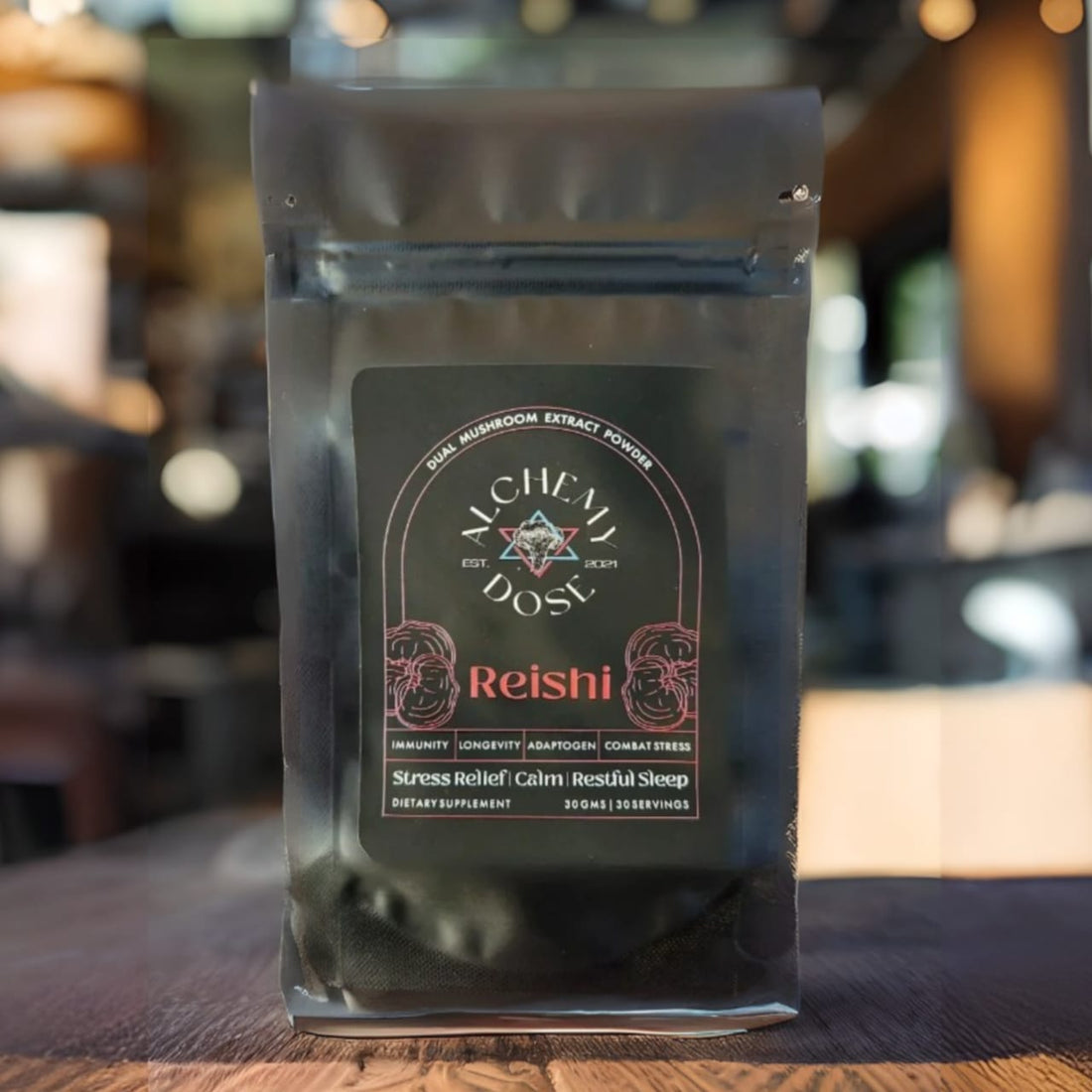 Reishi Powder | Stress Relief, Calm & Restful Sleep – Vegan, Gluten Free, Dairy Free, Cholesterol Free, Soy Free & Peanut Free  – Alchemy Dose – (15 Serving) – 15gm