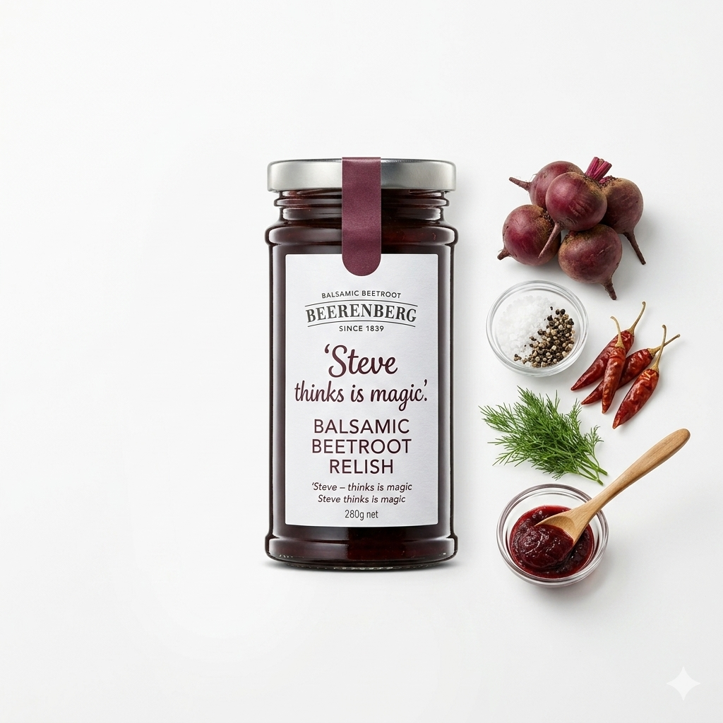 Relish | Balsamic Beetroot Relish (Steve)- Gluten Free - No Added Colour & No Added Preservatives - Beerenberg - 280gm