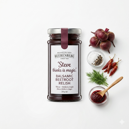 Relish | Balsamic Beetroot Relish (Steve)- Gluten Free - No Added Colour &amp; No Added Preservatives - Beerenberg - 280gm