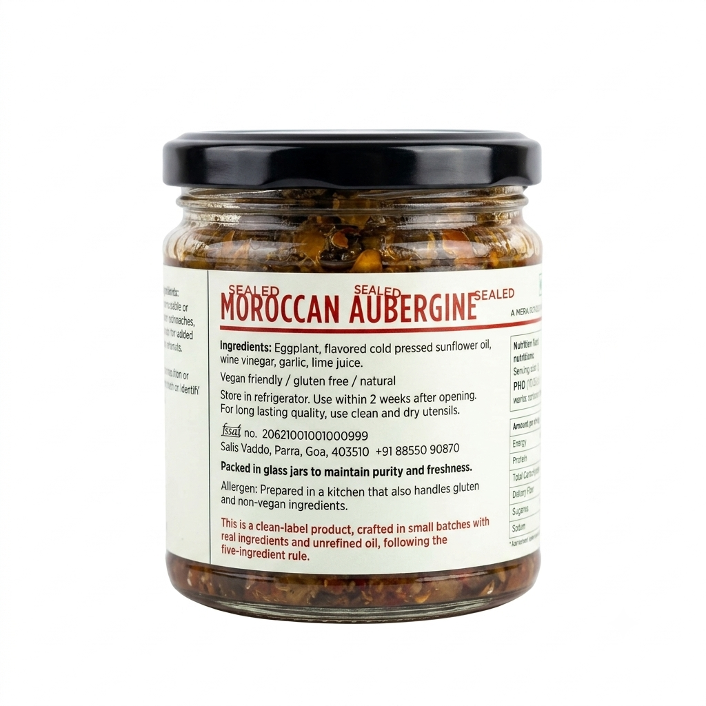 Tangy Relish | Moroccan Aubergine (Maghreb Style Tangy Relish)- 100% Natural - Vegan &amp; Gluten Free-No Preservative - GOAJARS - 170gm