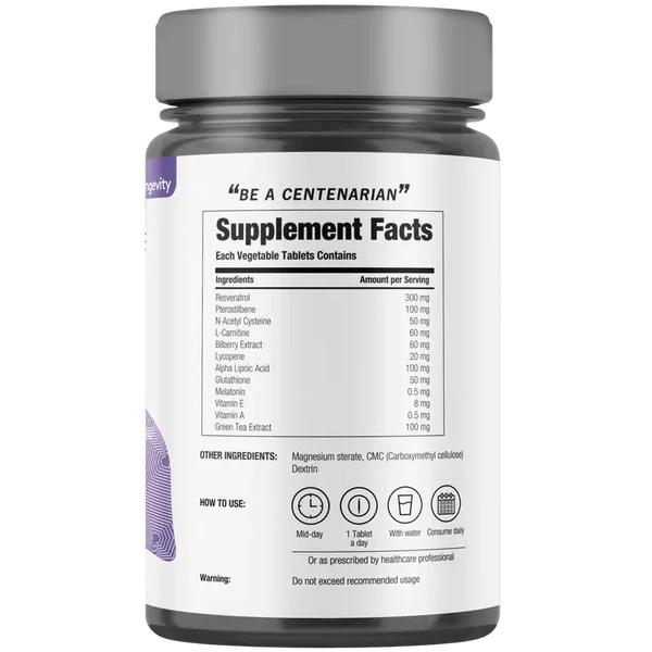 ResVit | (Blend of Trans Resveratrol) – Vegan, Gluten Free, Dairy Free & Gmo Free – Decode Age – 30 Capsules