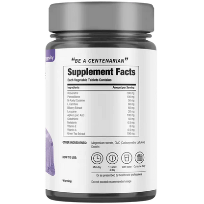 ResVit | (Blend of Trans Resveratrol) – Vegan, Gluten Free, Dairy Free &amp;amp; Gmo Free – Decode Age – 30 Capsules