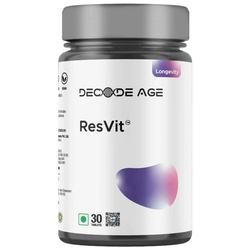 ResVit | (Blend of Trans Resveratrol) – Vegan, Gluten Free, Dairy Free & Gmo Free – Decode Age – 30 Capsules