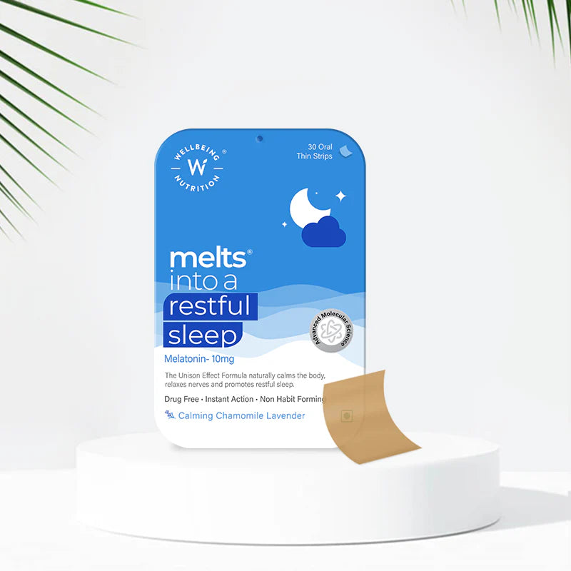 Restful Sleep – Melatonin 10mg - Sugar Free & Drug Free - Wellbeing Nutrition – 30 Strips