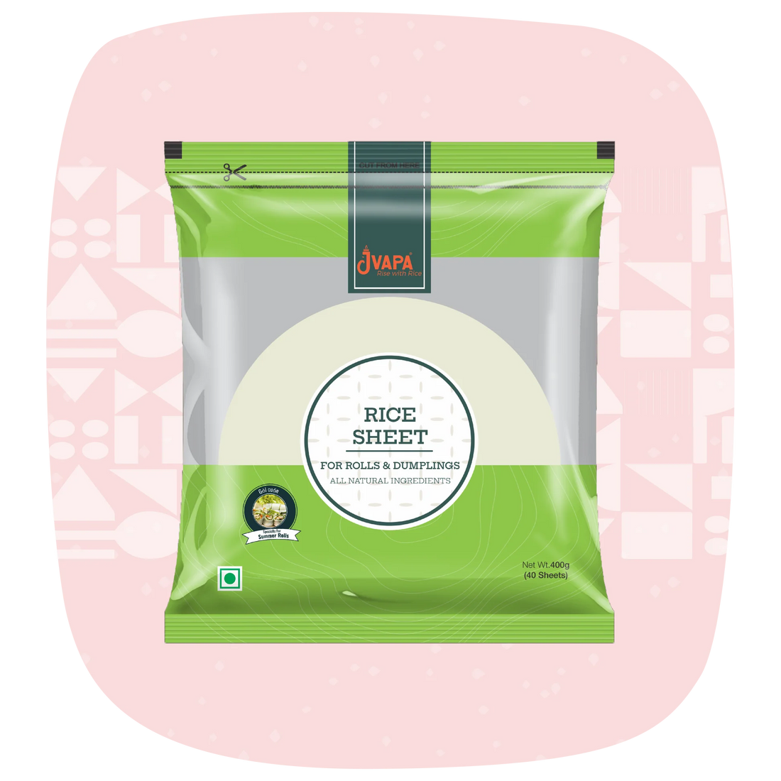 Rice Sheet | Rice Paper Sheets - For Rolls &amp; Dumplings - All Natural Ingredients - Naturally Gluten Free &amp; Non Bleached - Jvapa - 400gm