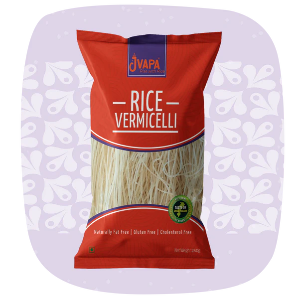 Vermicelli | Rice Vermicelli - Gluten Free, Fat Free &amp; Cholesterol Free - Jvapa - 250gm
