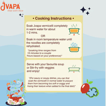 Vermicelli | Rice Vermicelli - Gluten Free, Fat Free &amp;amp; Cholesterol Free - Jvapa - 250gm
