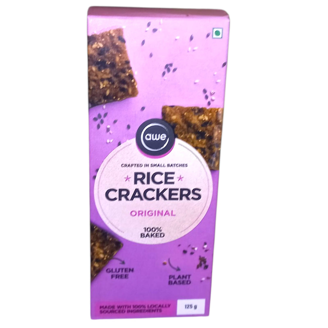 Crackers | Rice Crackers (Original) - Made With 100% Locally Sourced Ingredients - 100% Baked - Plant Based - Gluten Free - Awe - 125gm