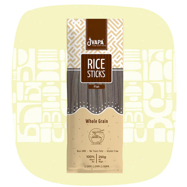 Noodles | Rice Stick (Whole Grain) – Flat – Gluten Free, Non Gmo &amp; No Trans Fat – Jvapa – 200gm