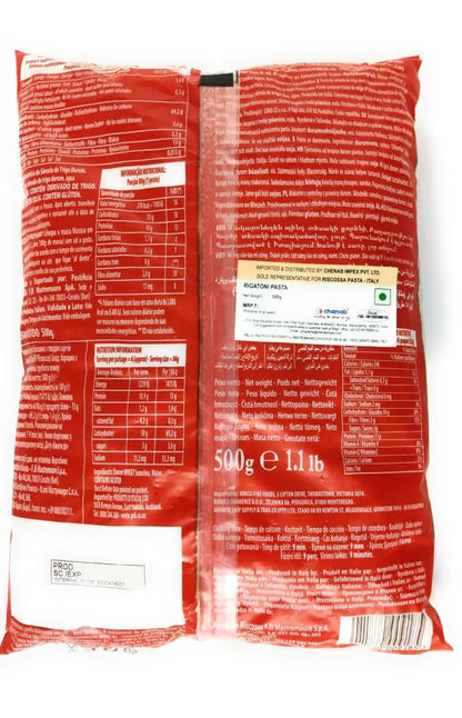 Pasta | Rigatoni Pasta - No Additives, Non GMO,&amp; No colorant &amp; No Preservatives- Riscossa - 500g