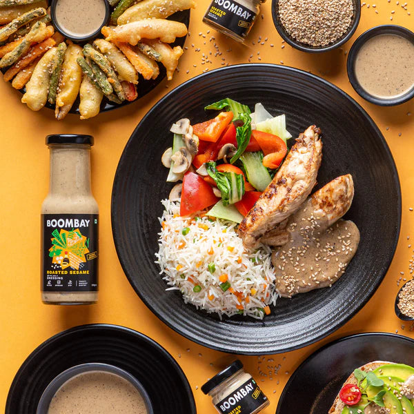 Roasted Sesame (Toasty Savoury Earthy) Dressing - Glaze, Spread &amp; Dip - Natural - Indian  - No Refined Sugar &amp;amp; No Bad Oil - Boombay - 220gm