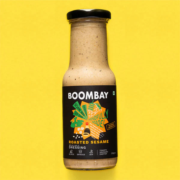 Roasted Sesame (Toasty Savoury Earthy) Dressing - Glaze, Spread &amp; Dip - Natural - Indian  - No Refined Sugar &amp;amp; No Bad Oil - Boombay - 220gm