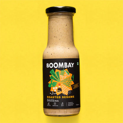 Roasted Sesame (Toasty Savoury Earthy) Dressing - Glaze, Spread &amp; Dip - Natural - Indian  - No Refined Sugar &amp;amp; No Bad Oil - Boombay - 220gm