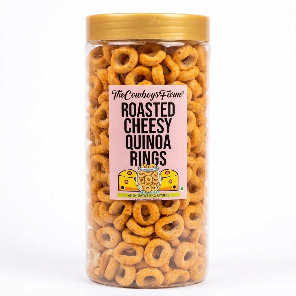 Roasted Cheesy Quinoa Rings -  No Onion, No Garlic-No Palm Oil, No Msg &amp; Preservatives Free – The Cow Boys Farm - 190gm