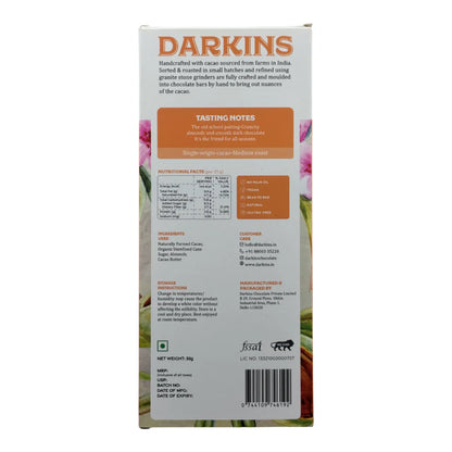 Dark Chocolate | 70% Dark Chocolate with Roasted Almond – Vegan &amp; Gluten Free - Darkins – 50gm