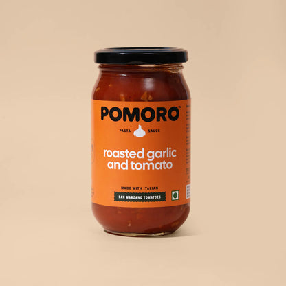 Pasta Sauce | Roasted Garlic And Tomato (San Marzano Tomatoes) - Made With Italian &amp; Extra Virgin Olive Oil – Vegan-No Added Sugar, No Added Preservatives – Pomoro– 390gm