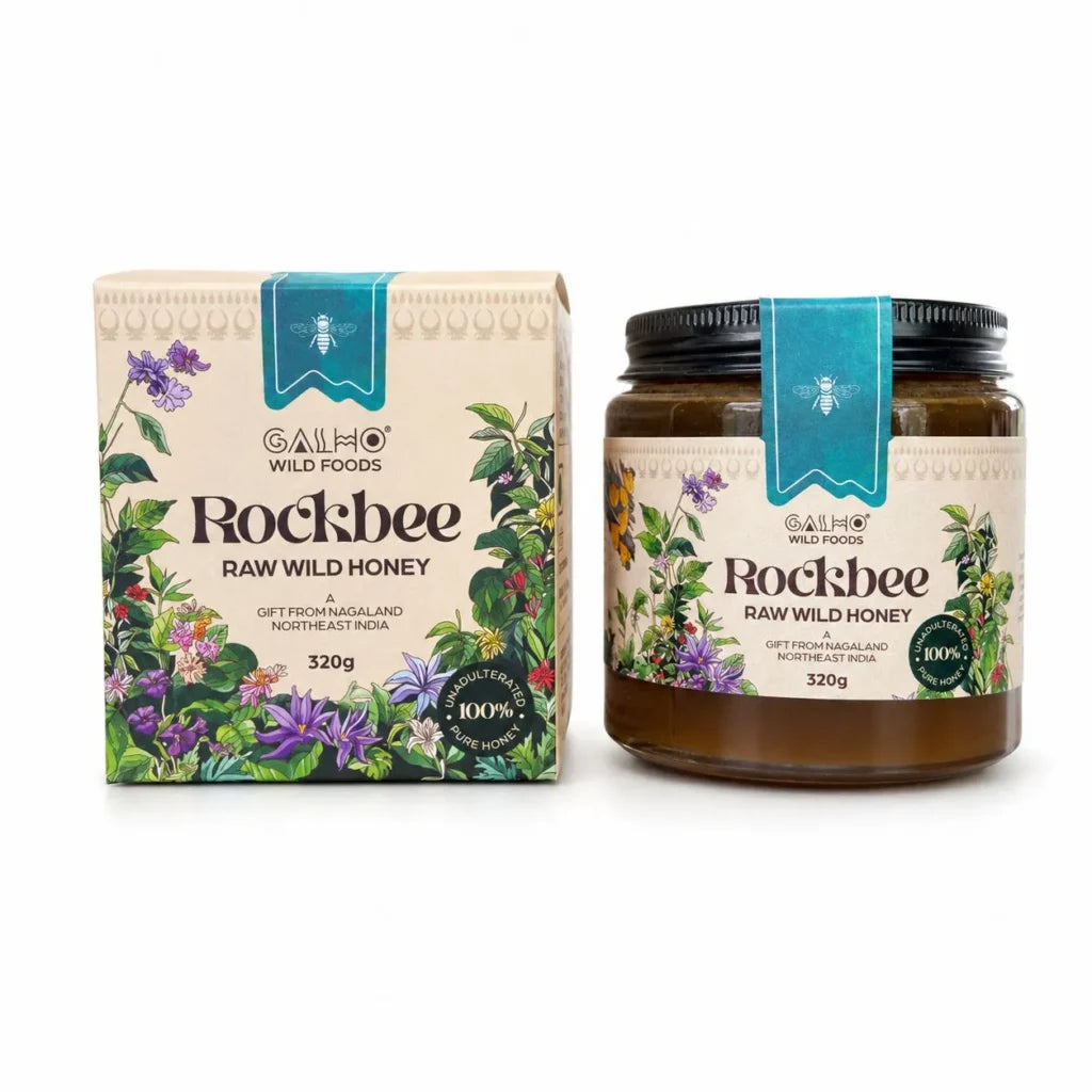Honey | Organic Wild Forest Honey (Wild Flower) - Rock Bee Honey - Nagaland - 100% Pure &amp; Natural - Galho - 320gm
