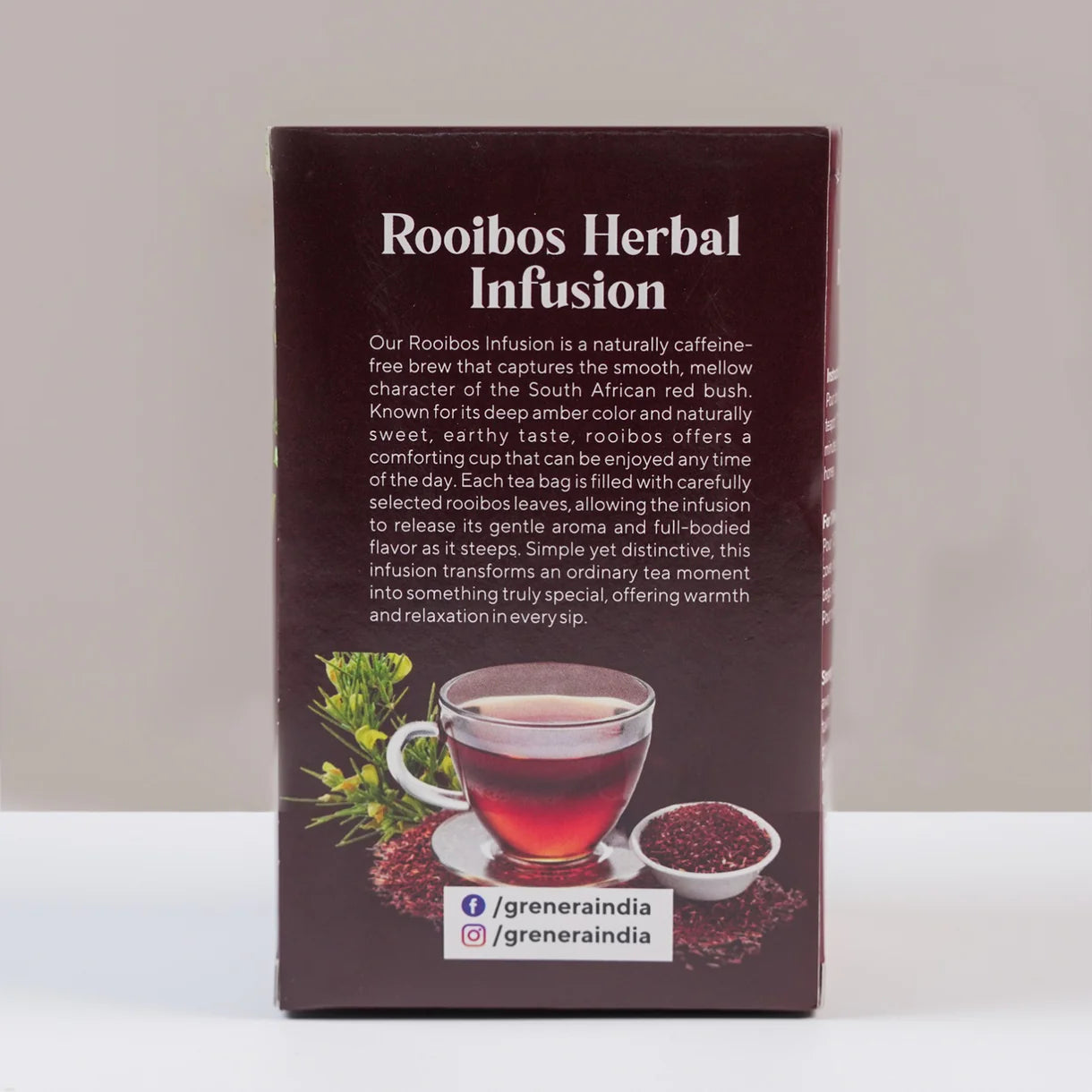 Tea | Rooibos Herbal Infusion-Dietary Supplement– Organic - Grenera – 45gm (25 Tea Bags)
