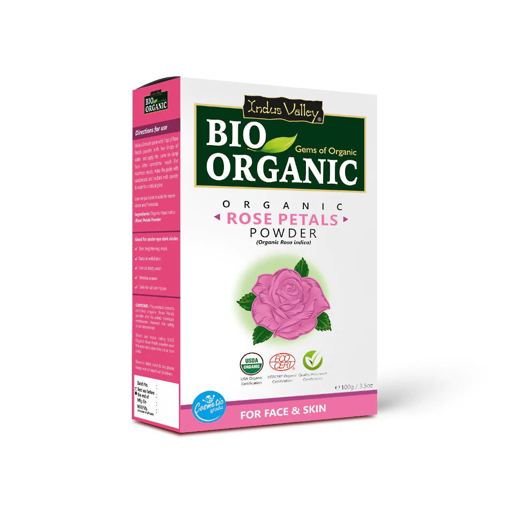 Rose Petals Powder | For Face &amp;amp; Skin - USDA Organic - Vegan &amp;amp; No Added Chemicals - Indus Valley – 100gm