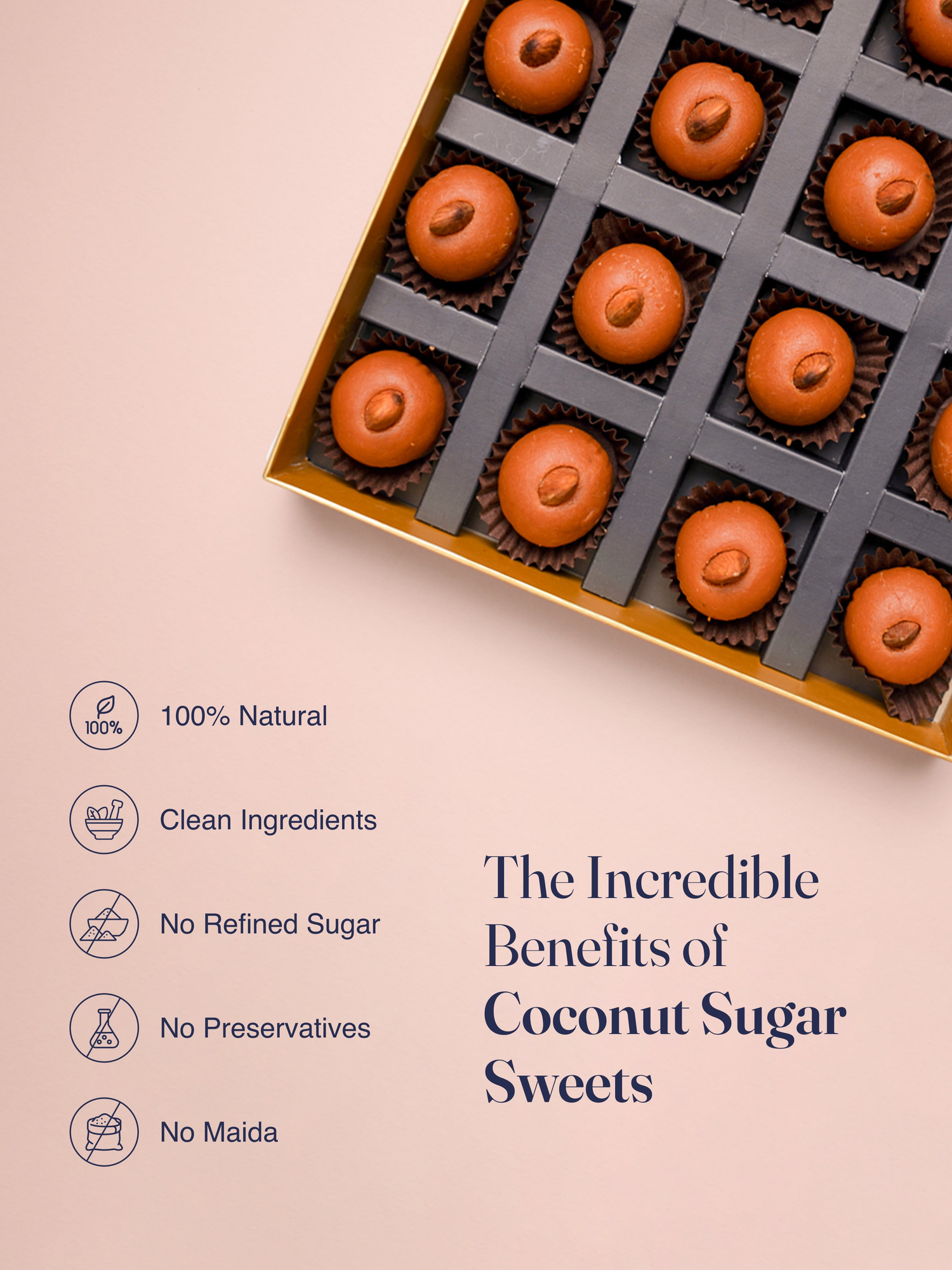 Rose Almond Marzipan - No Refined Sugar, No Maida &amp; No Preservatives - The Coconut Sugar Company - 9Pcs