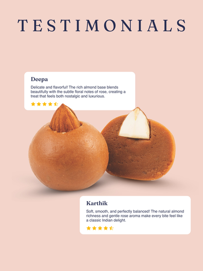 Rose Almond Marzipan - No Refined Sugar, No Maida &amp; No Preservatives - The Coconut Sugar Company - 9Pcs