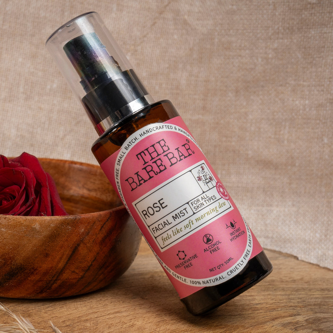 Facial Mist | Rose - All Type Of Skin - The Bare Bar – 100ml