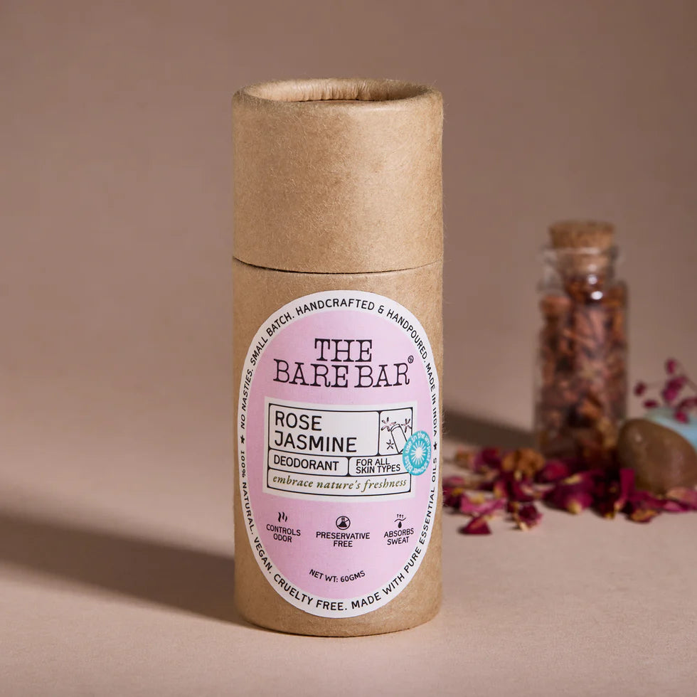 Deodorant | Rose Jasmine Deodorant - For All Type Skin - Vegan &amp; No Added Preservatives - The Bare Bar - 50gm
