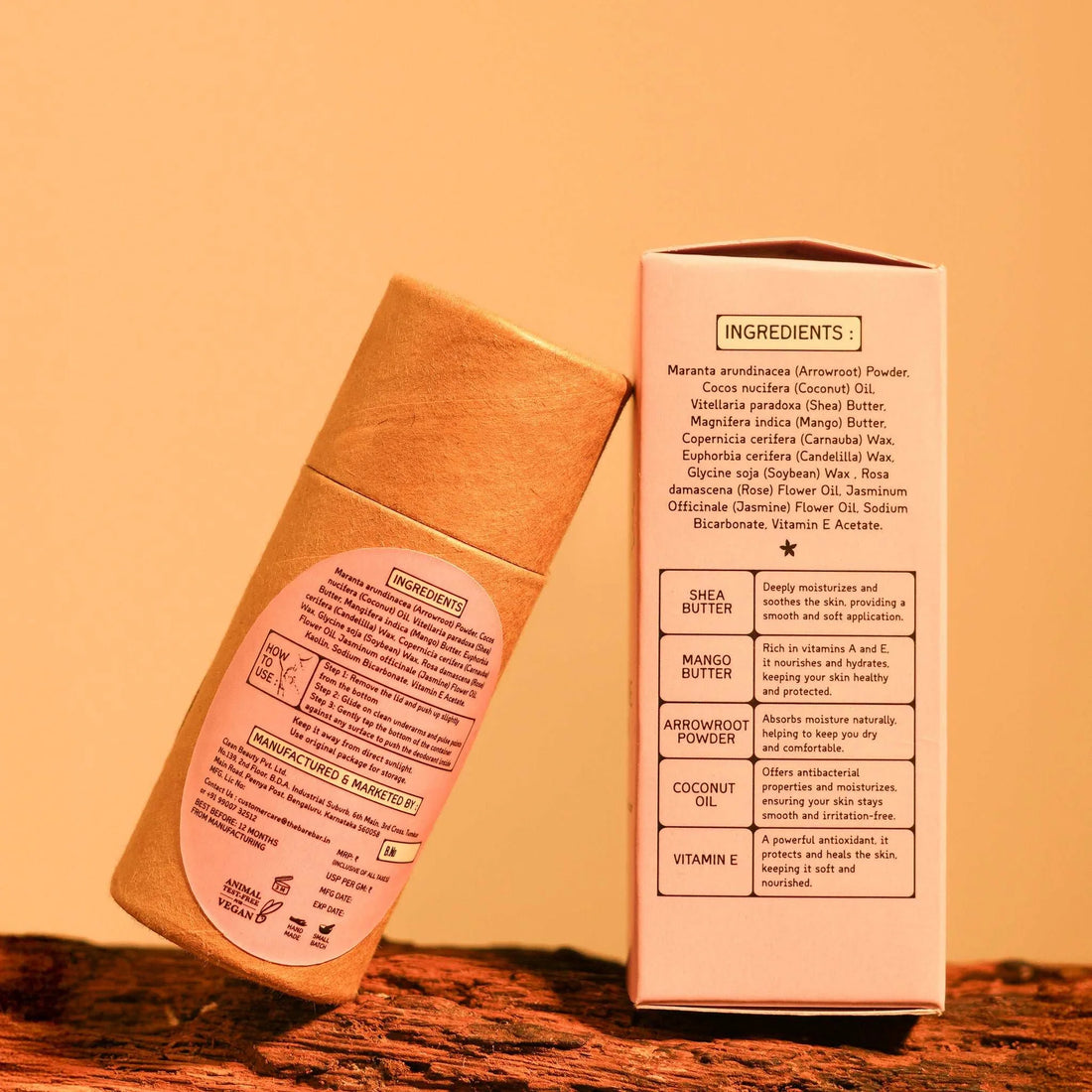 Deodorant | Rose Jasmine Deodorant - For All Type Skin - Vegan &amp; No Added Preservatives - The Bare Bar - 50gm