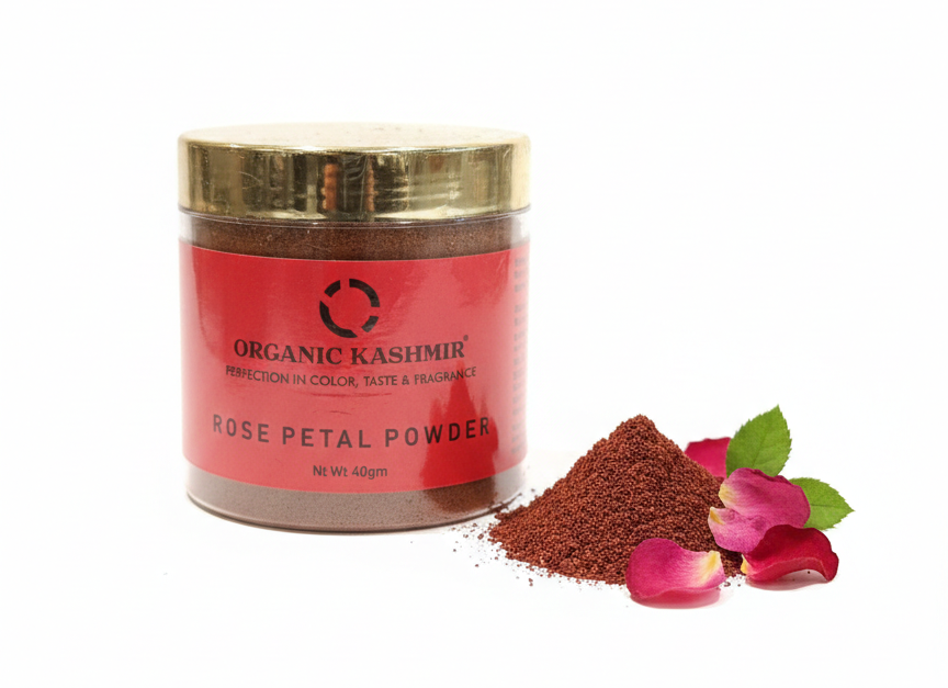 Rose Petal Powder- Organically Grown - Perfection color, Taste &amp; Fragrance -Organic Kashmir - 40gm