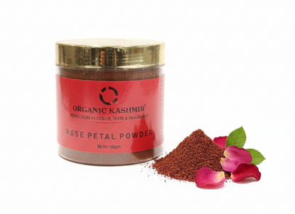 Rose Petal Powder- Organically Grown - Perfection color, Taste &amp; Fragrance -Organic Kashmir - 40gm