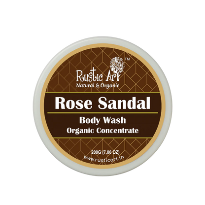 Body Wash | Rose Sandal Body Wash Concentrate - Organic – Vegan, Sulphate Free &amp; Preservatives Free – Rustic Art – 200ml