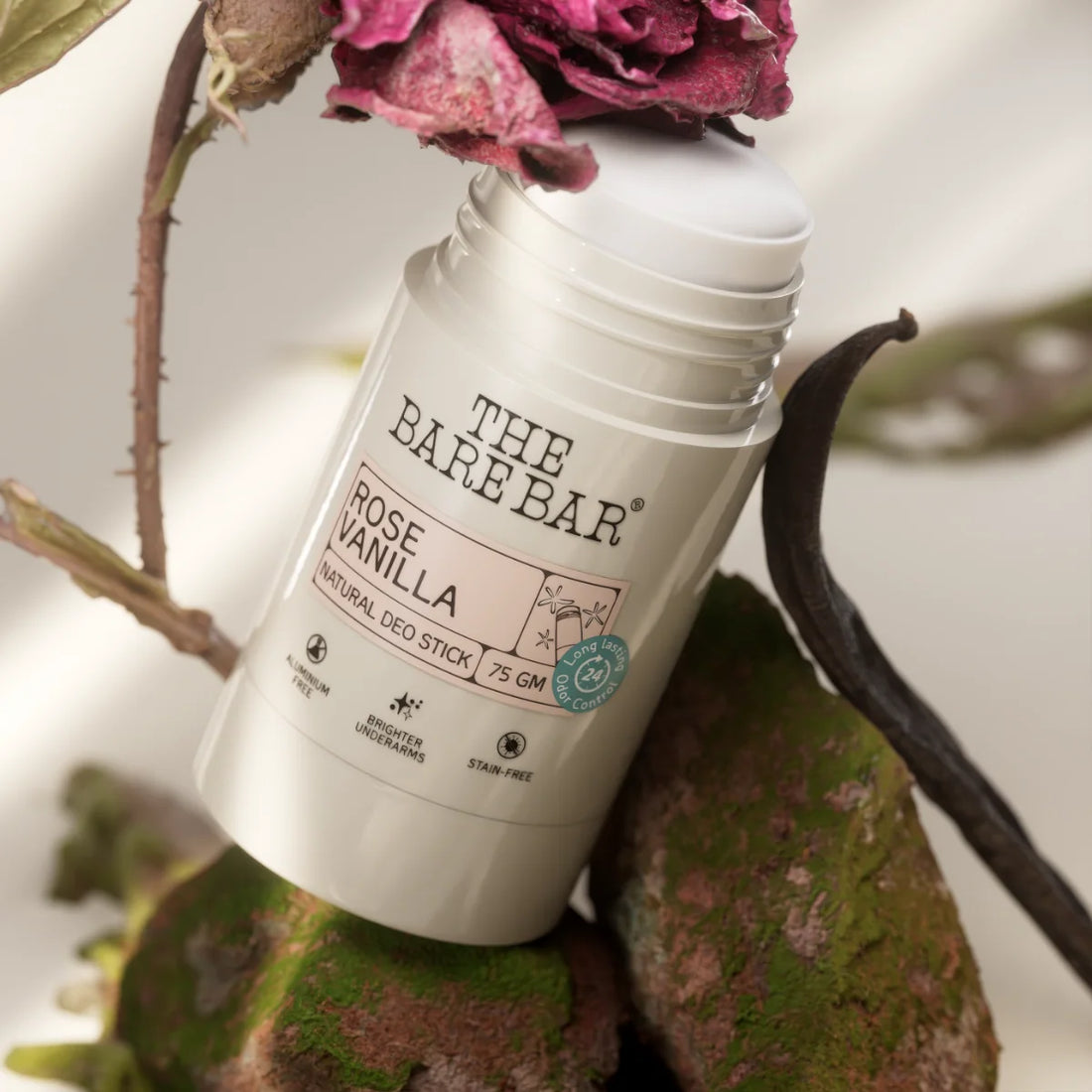 Deodorant | Rose Vanilla Deodorant (Deo Sticks)- Vegan, No Artificial Fragrances, Paraben Free &amp;amp; No Added Preservatives   - The Bare Bar - 75gm