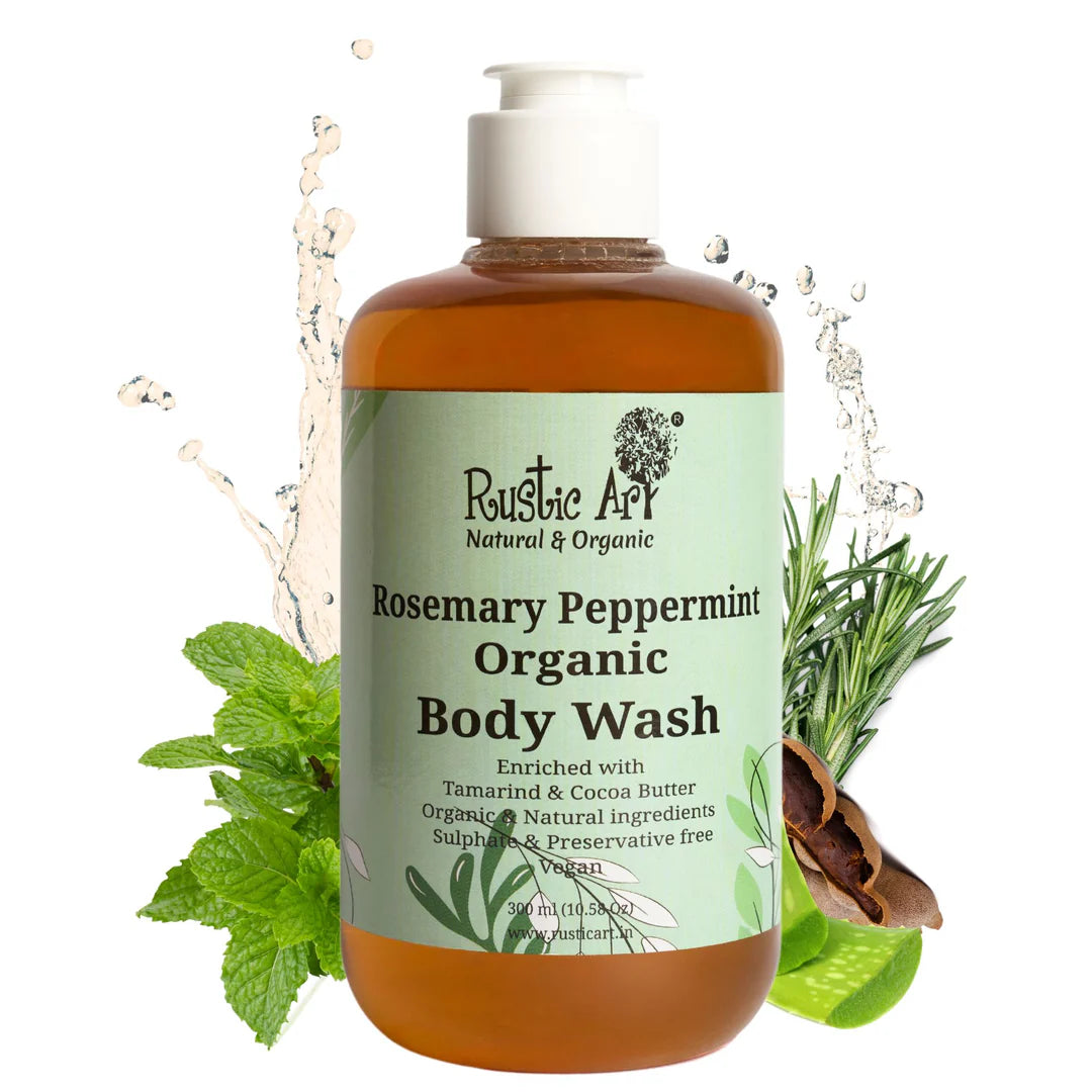Body Wash | Rosemary Peppermint Organic Body Wash – Rustic Art – 300ml