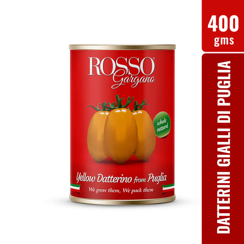 Puree | Yellow Cherry Datterino Tomatoes (Datterini Gialli di Puglia) - 100% Natural Ingredients - Gluten Free, No Flavor & No Added Preservatives - Rosso Gargano - 400gm