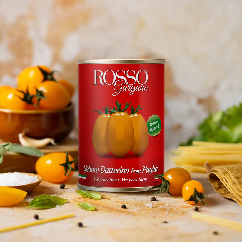 Puree | Yellow Cherry Datterino Tomatoes (Datterini Gialli di Puglia) - 100% Natural Ingredients - Gluten Free, No Flavor & No Added Preservatives - Rosso Gargano - 400gm
