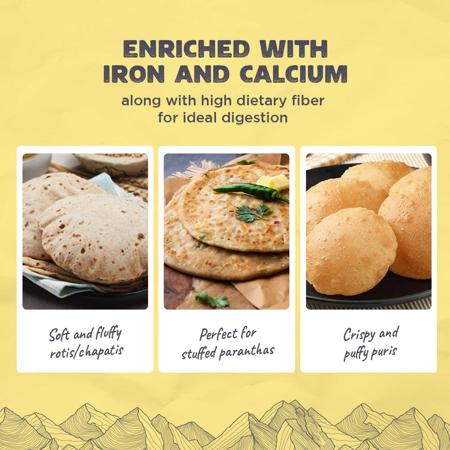 Flour | Roti King Himalayan Flour - Unadulterated - Natural – Diabetic Friendly &amp; Zero Added Preservatives – Raw Himalayas – 2000gm