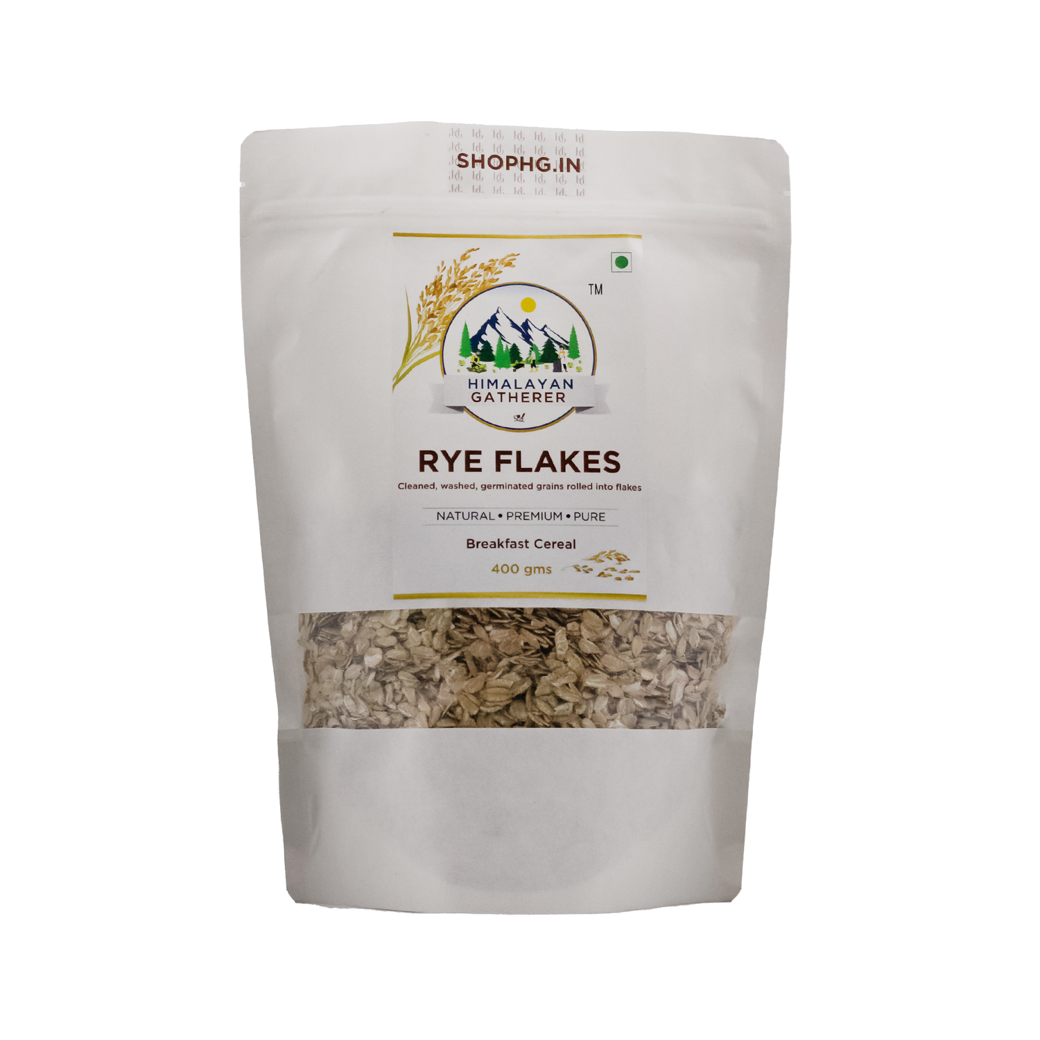 Rye Flakes | Cleaned, Washed, Germinated Grains Rolled Into Flakes - Natural - No Added Preservatives &amp;amp; No Added Chemical - Himalayan Gatherer - 400gm