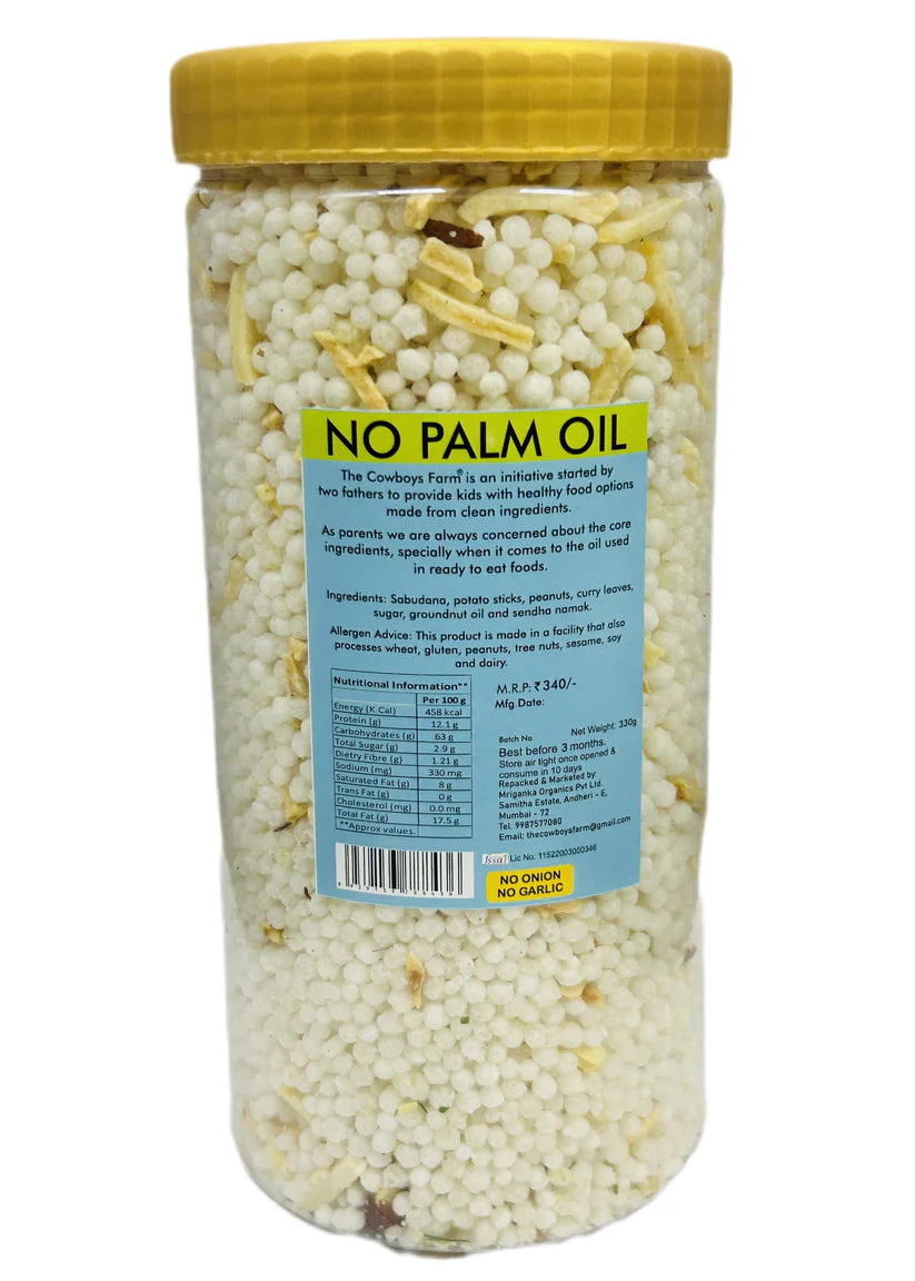 Classic Sabudana Crunch - Upwas (Fasting) Special Snacks - Navratri Special Snacks -  No Onion, No Garlic-No Palm Oil, No Msg &amp; Preservatives Free – The Cow Boys Farm - 330gm