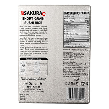 Sushi Rice | Short Grain Rice - Sakura - 1000gm Vacuum Packed