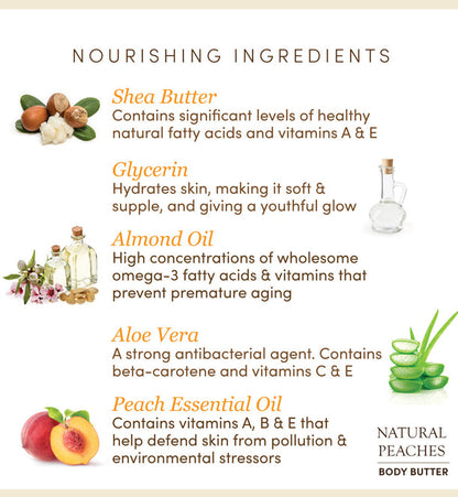 Natural Peaches Shea Body butter, Almond Oil Enriched - The Earth Reserve - 160gm